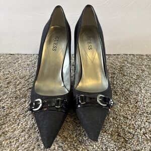 Guess Women's Pointed Toe Textured Heels 3.5" Black Size 7.5